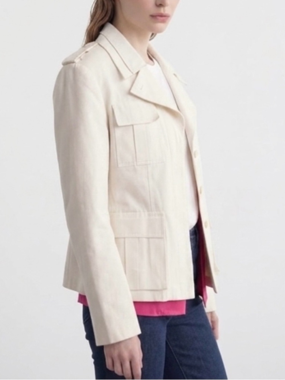 Gucci Tom Ford Era 2001 Cream Utility Jacket with Flap Pockets